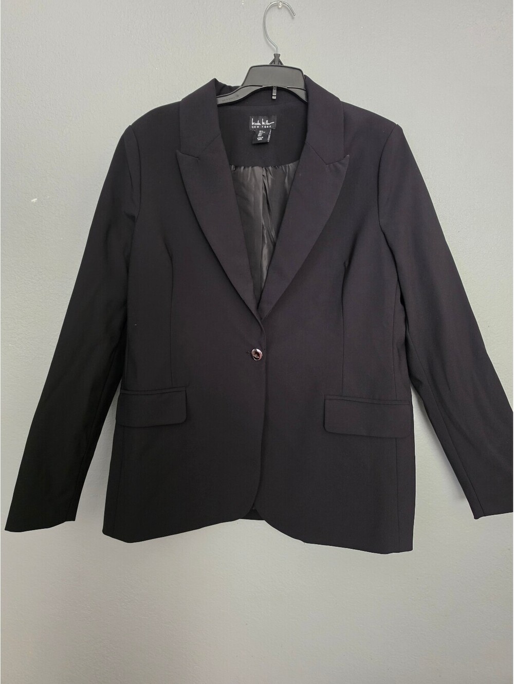 Nicole Miller New York Black Single Button Blazer Jacket Size L